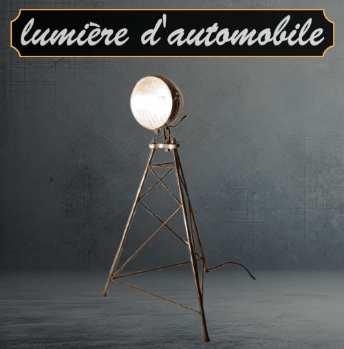 Lampe trepied, création Lumière d'automobile, Corrèze